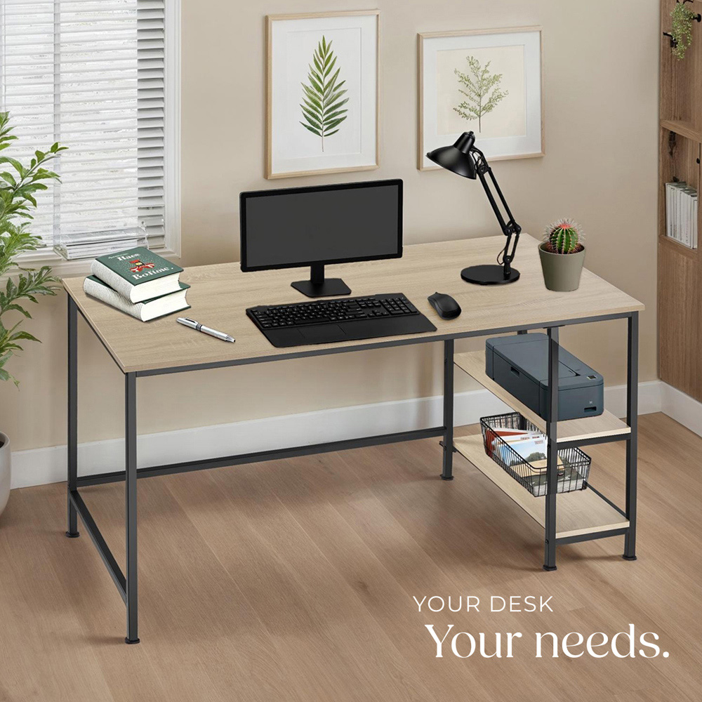 tectake Canton Oak Sonoma 2 Compartment Office Desk Image 7