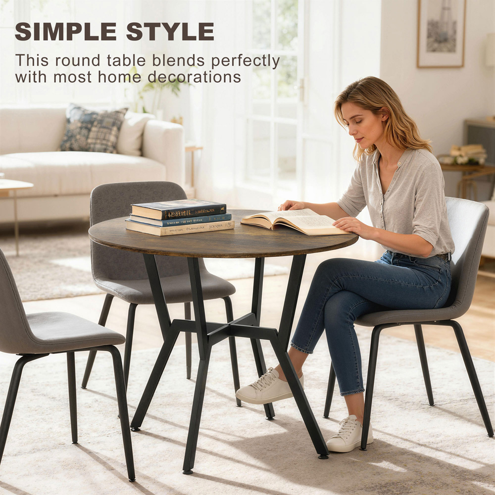 Portland 2 Seater Rustic Brown Wood Effect Small Dining Table Image 8
