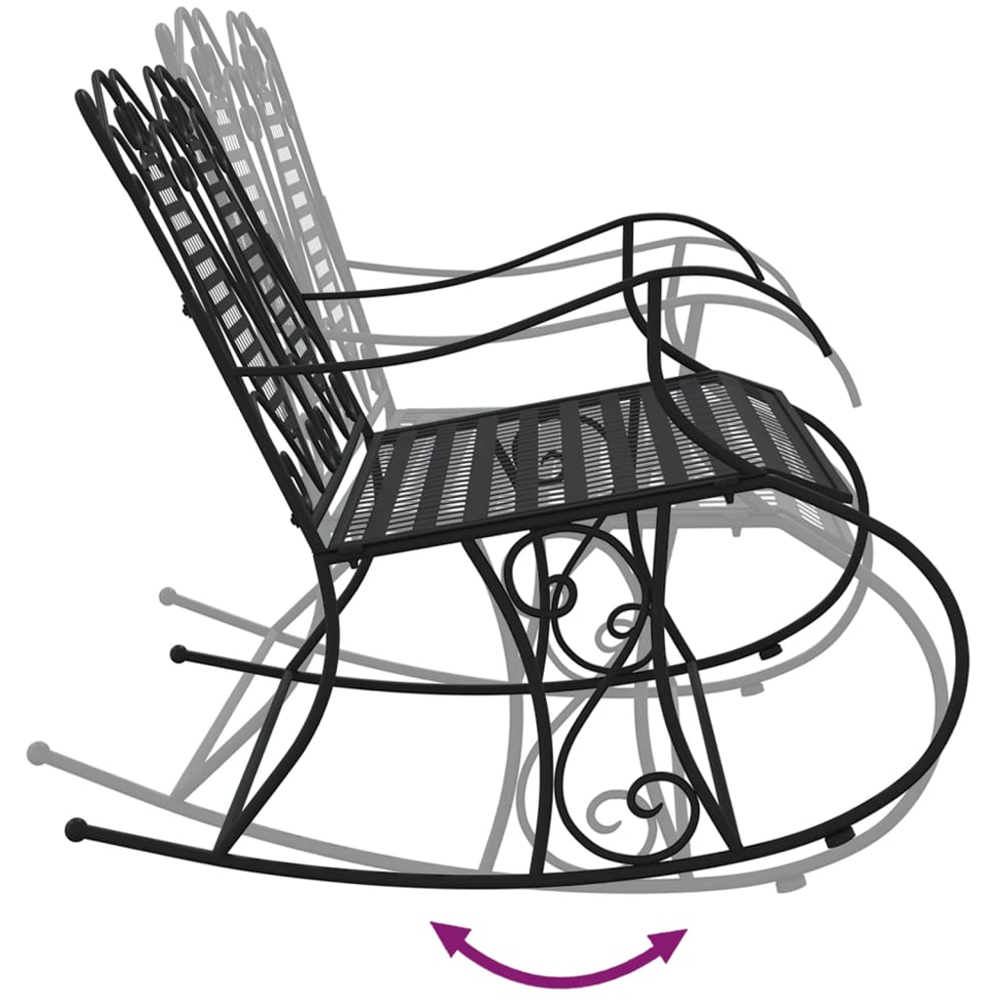 vidaXL 2 Seater Black Steel High Backrest Garden Rocking Bench Image 6