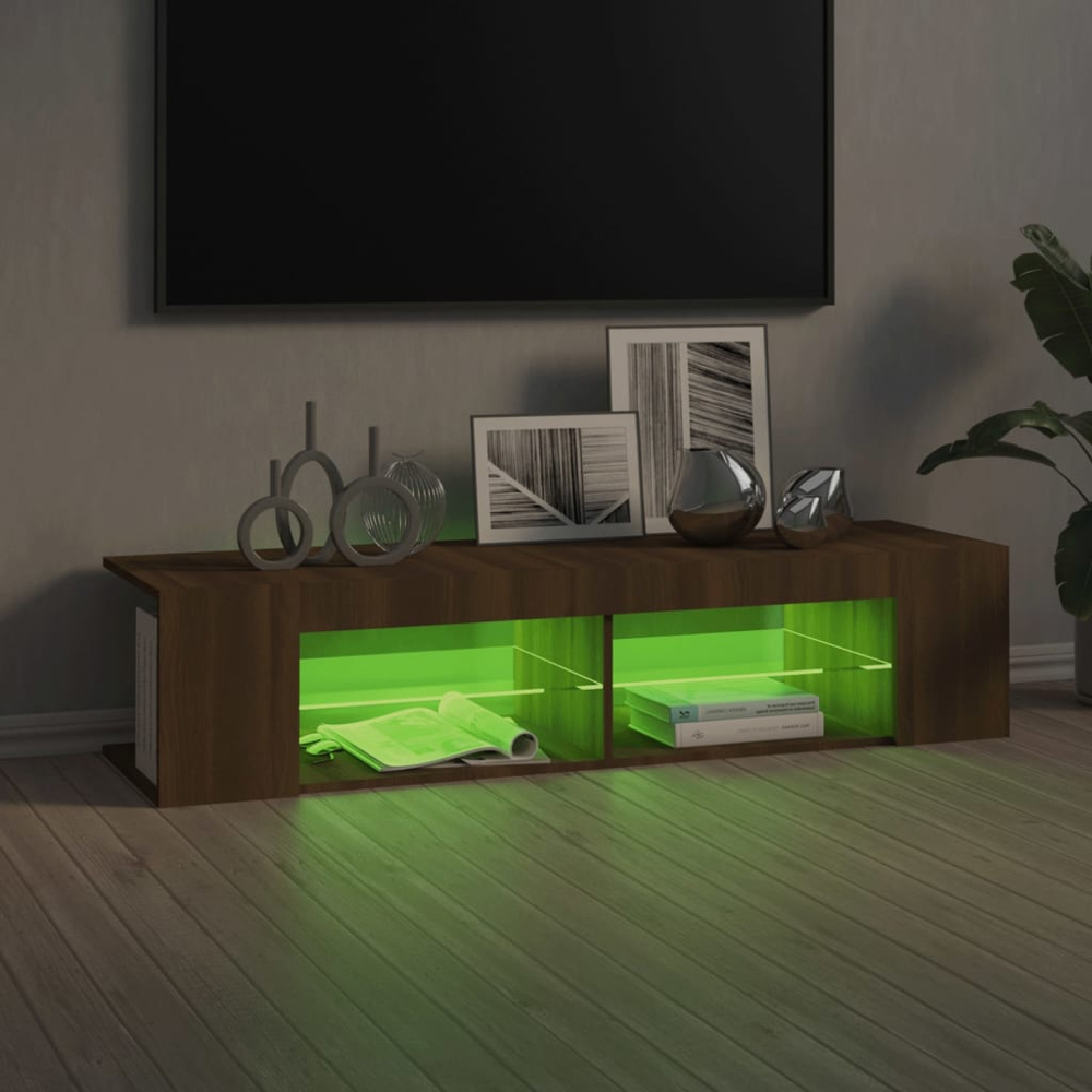 vidaXL 4 Shelf Brown Oak LED TV Cabinet Image 9