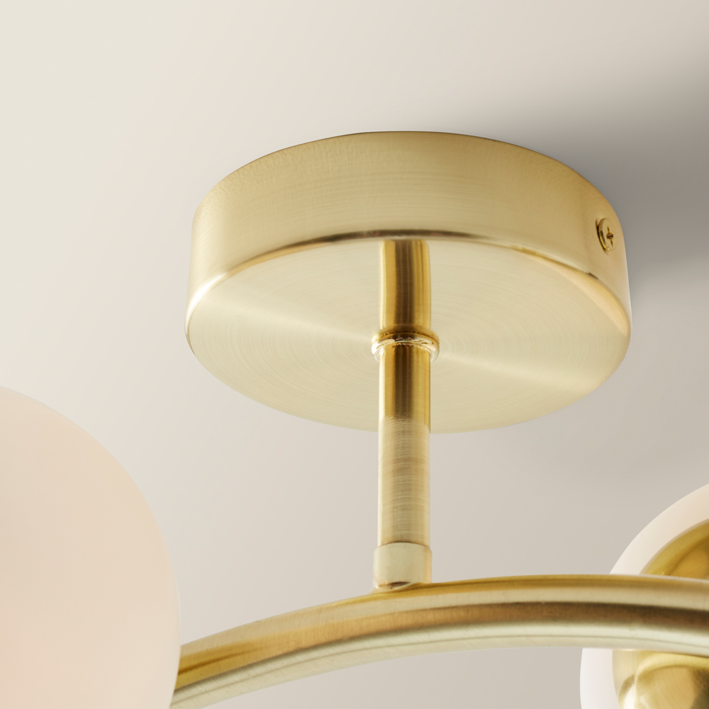 ValueLights Jas Gold 4 Way Opal White Frosted Glass Globe Shade LED Ceiling Light Image 3