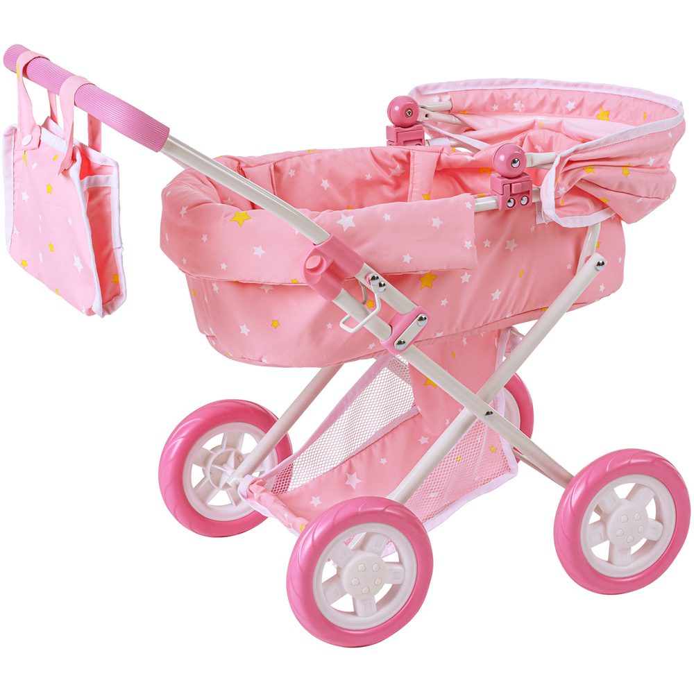 Teamson Kids Olivia's Little World Pink and White Twinkle Stars Princess Baby Doll Stroller Image 4