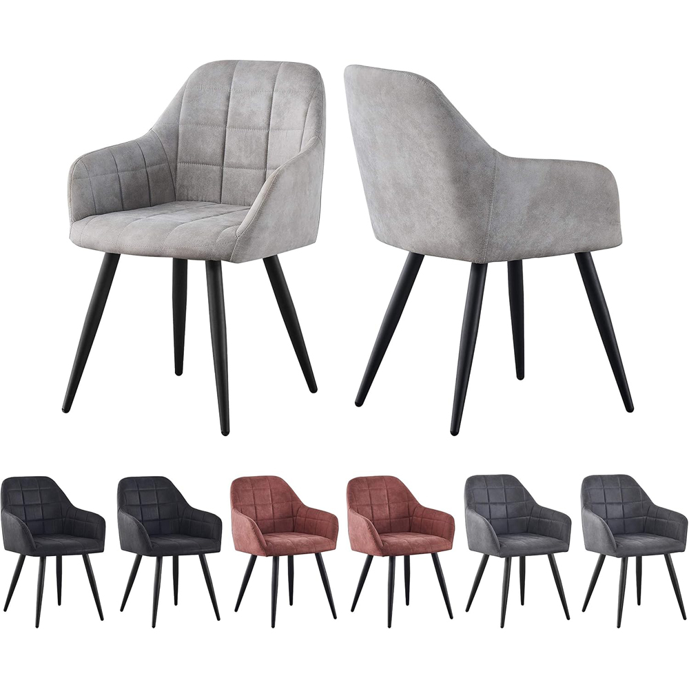 wilko Adrian Set of 2 Light Grey Suede Faux Leather Dining Chairs Image 7