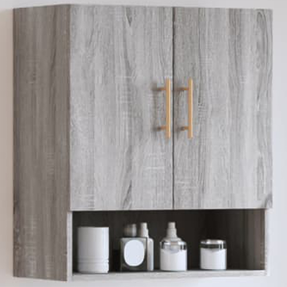 vidaXL 2 Door Single Shelf Grey Sonoma Wall Cabinet Image 1