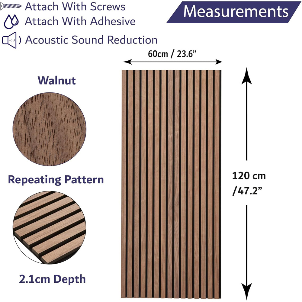 Home Treats Walnut Wooden 3D Acoustic Wall Panel 60 x 120cm Image 9