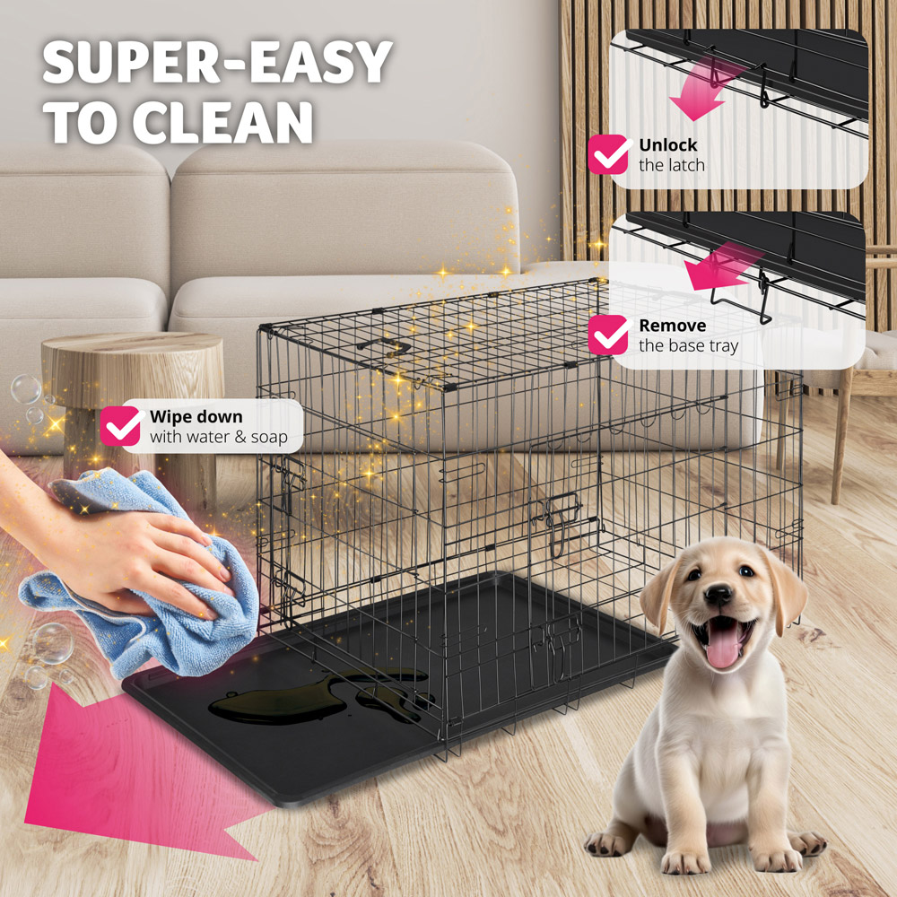 tectake Luna Black Foldable Dog Crate Image 4