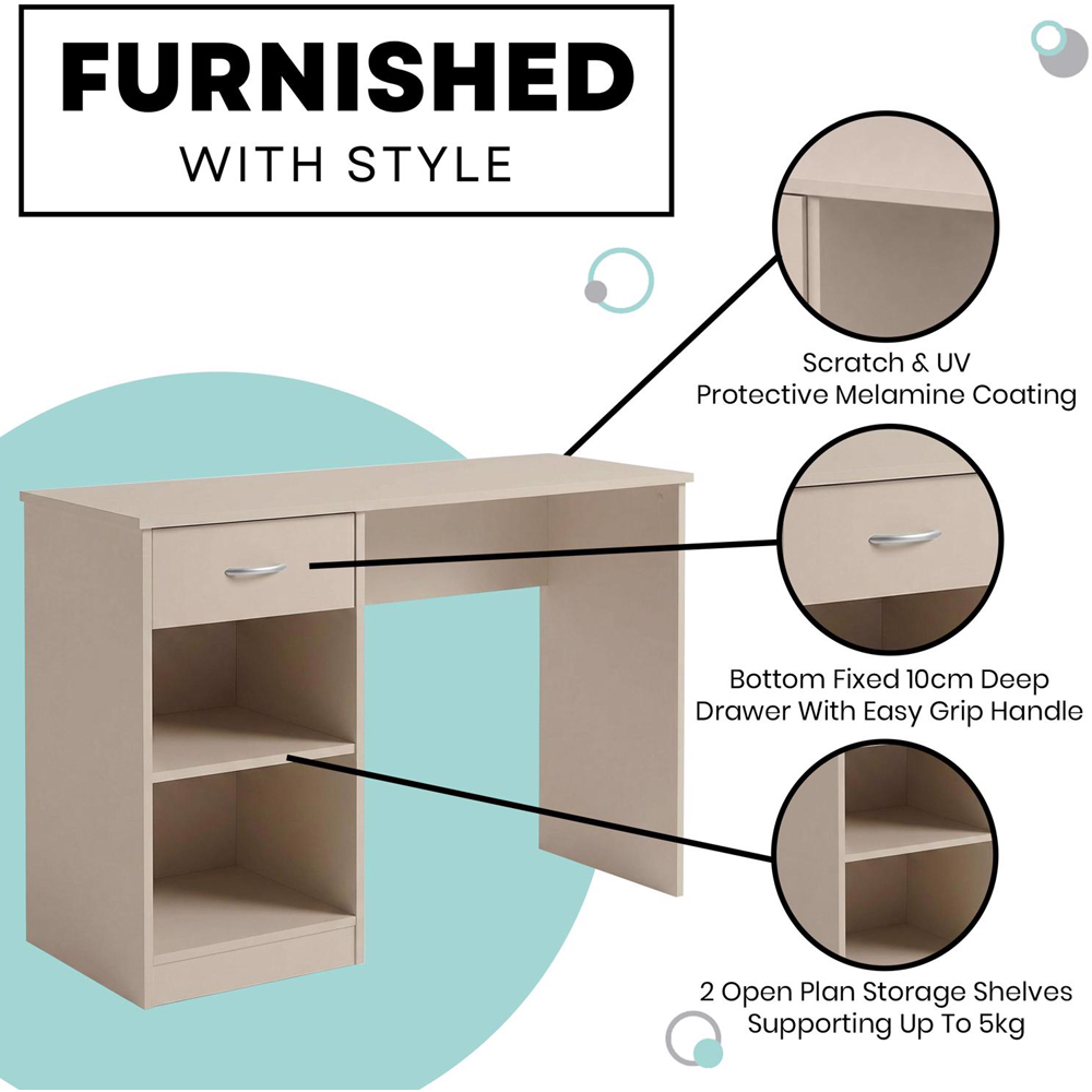 FWStyle Promo Single Drawer 2 Shelf Putty Computer Desk Image 7