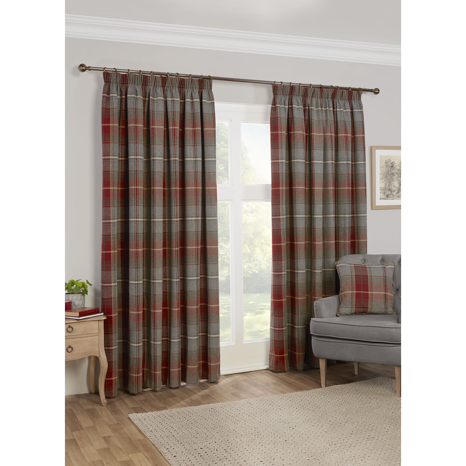Abbott Thermal Curtain - Red / 137cm / 168cm Image 2