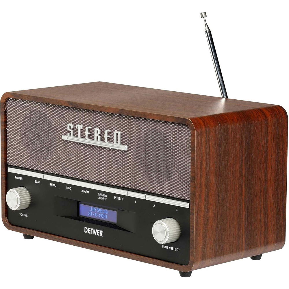 Denver DAB-36 Dark Wood Vintage Bluetooth DAB and DAB+ FM Radio Image 2