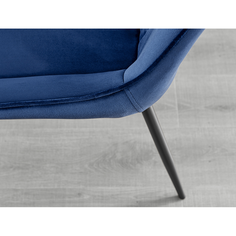 Furniturebox Cesano Set of 2 Navy Blue and Black Velvet Dining Chair Image 9