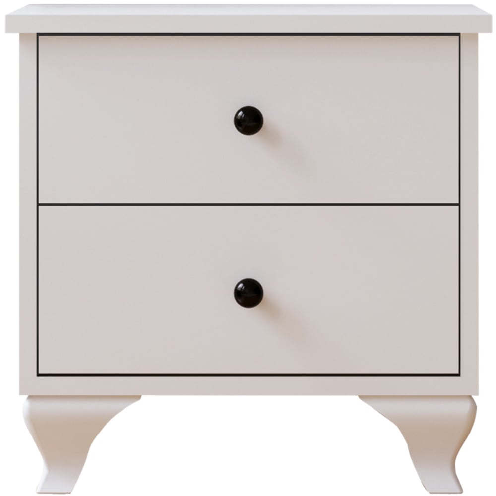 Evu ECU 2 Drawer White Bedside Table Image 2