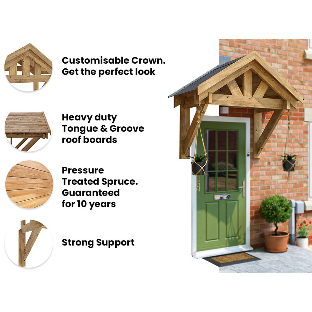 Dunster House Thunderdam 1.6 x 0.8m Brown Porch Canopy with Roof Shingles Image 7