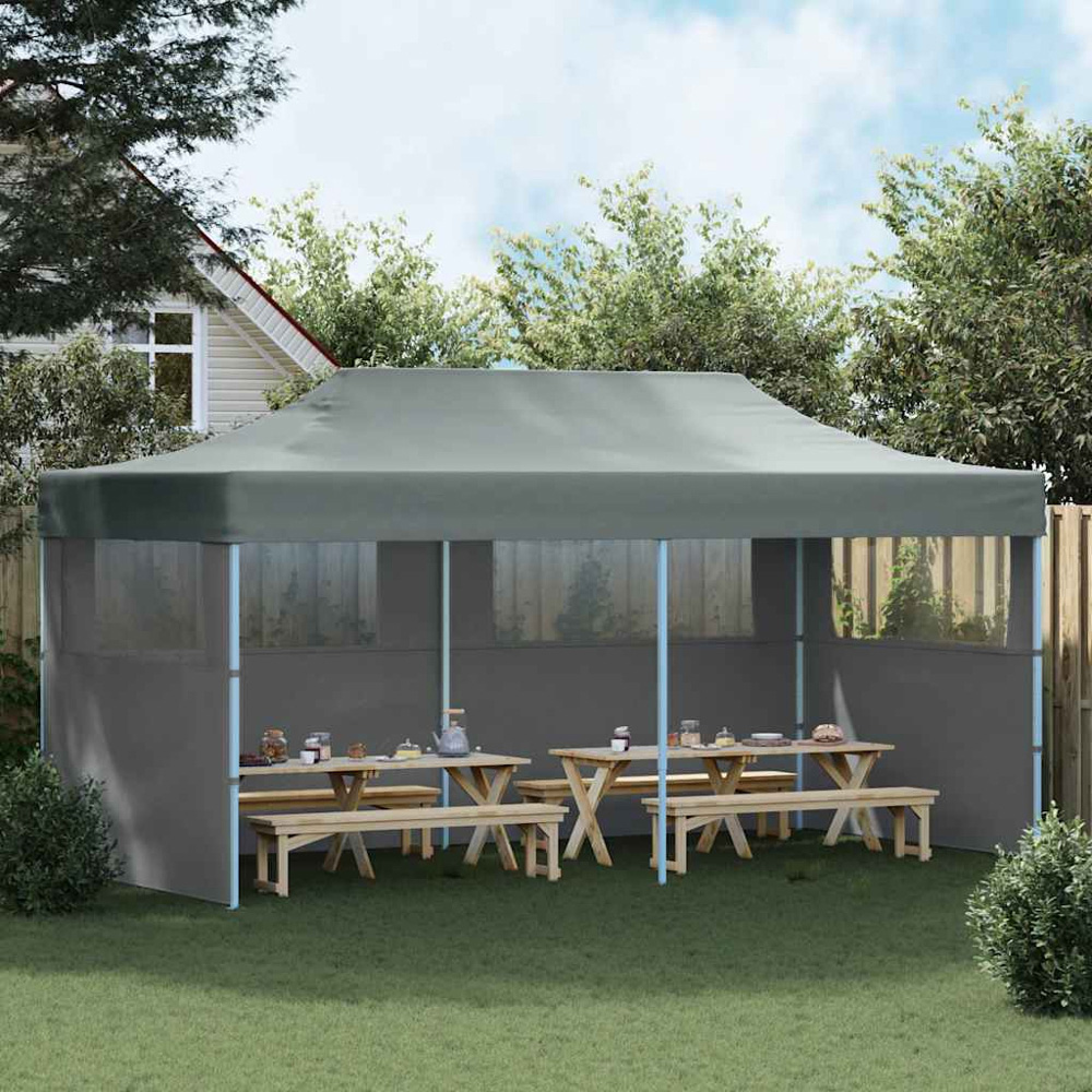 vidaXL 3 x 6m Anthracite Garden Party Tent with Sidewalls Image 1