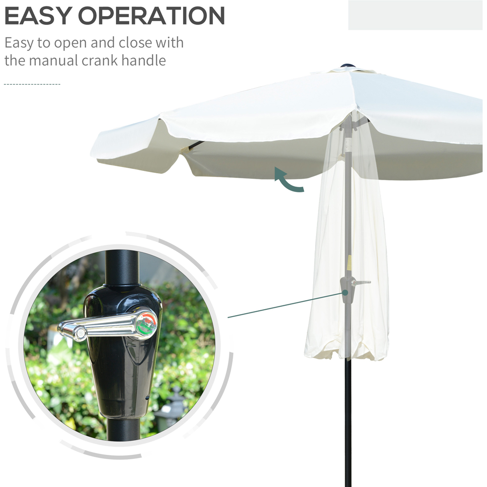 Outsunny Cream White Crank Handle Parasol 2.66m Image 5