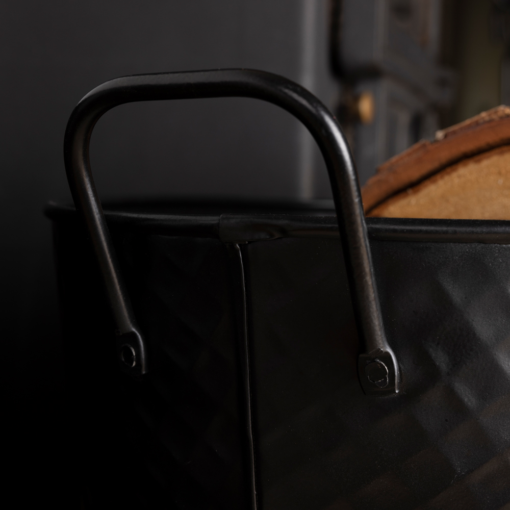 Charles Bentley Small Black Diamond Embossed Oval Bucket Image 7