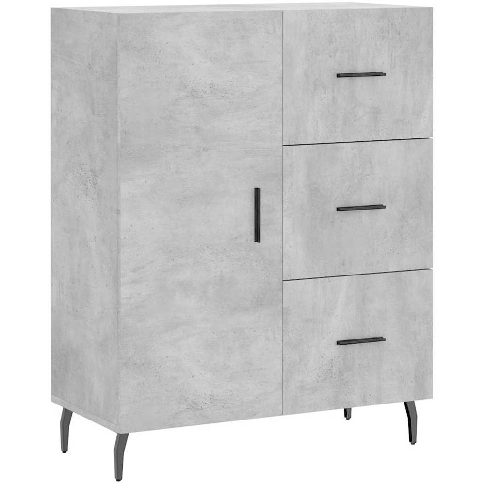vidaXL Single Door 3 Drawer 3 Shelf Concrete Grey Tall Highboard Image 7