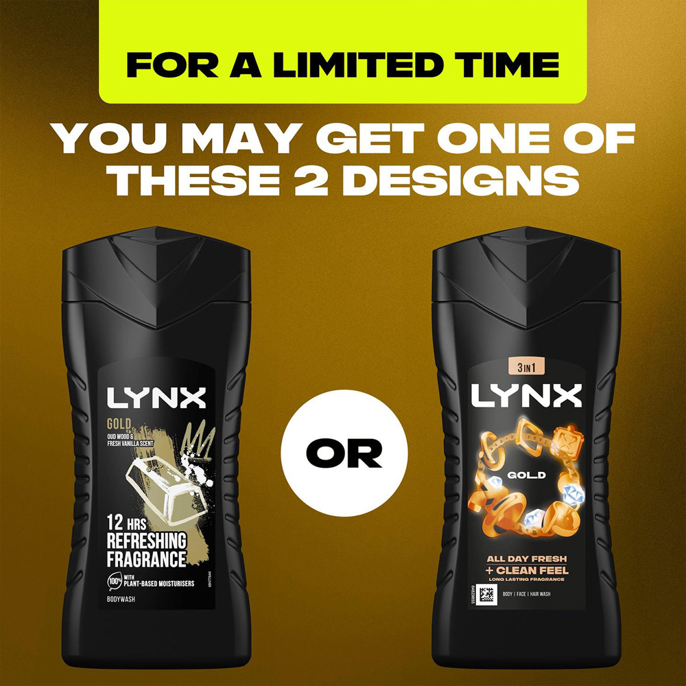Lynx Gold Oud Wood and Fresh Vanilla 12H Refreshing Fragrance Shower Gel 225ml 3 Pack Image 4