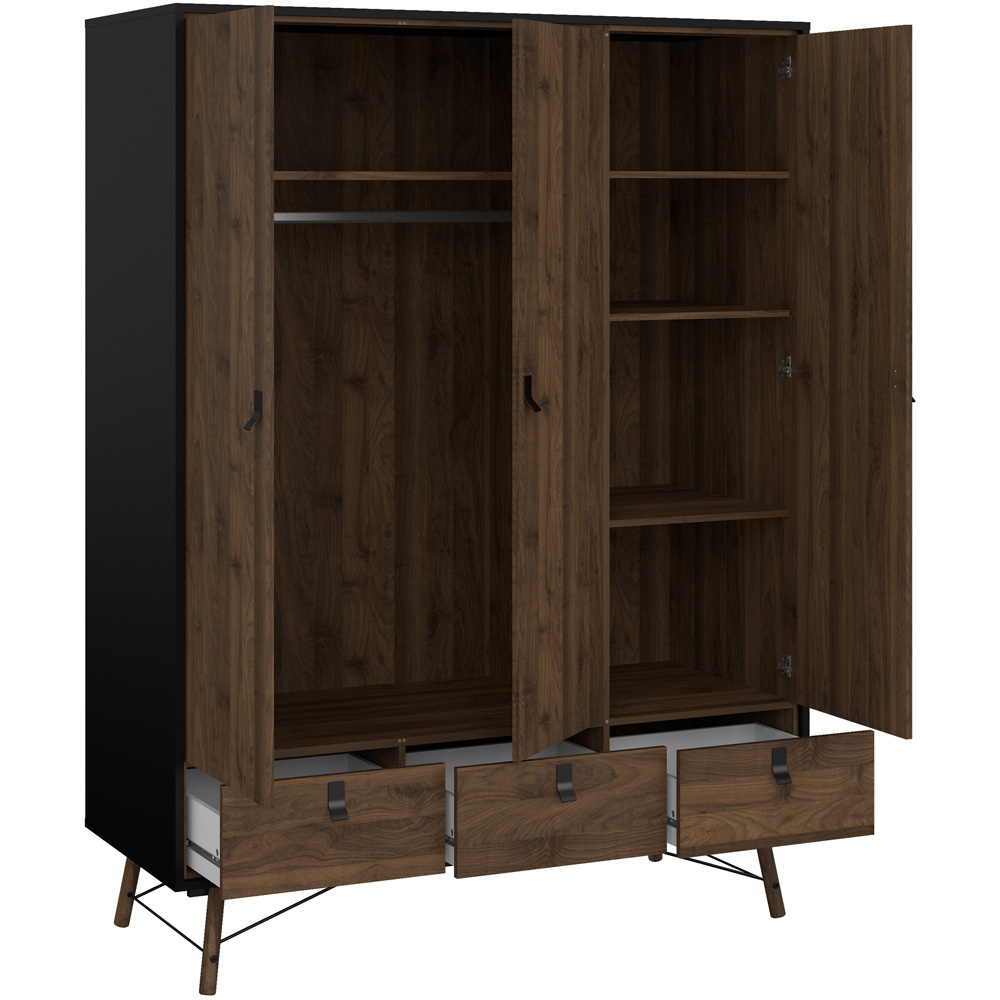 Florence Matt Black Walnut 3 Piece Bedroom Furniture Set Image 3