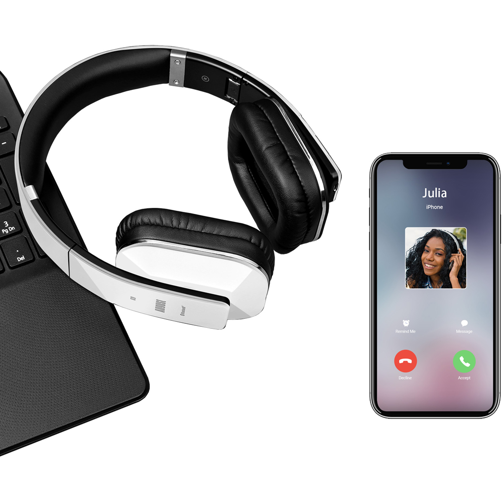 August EP650W White Wireless Low Latency NFC Bluetooth Headphones with Mic Image 5