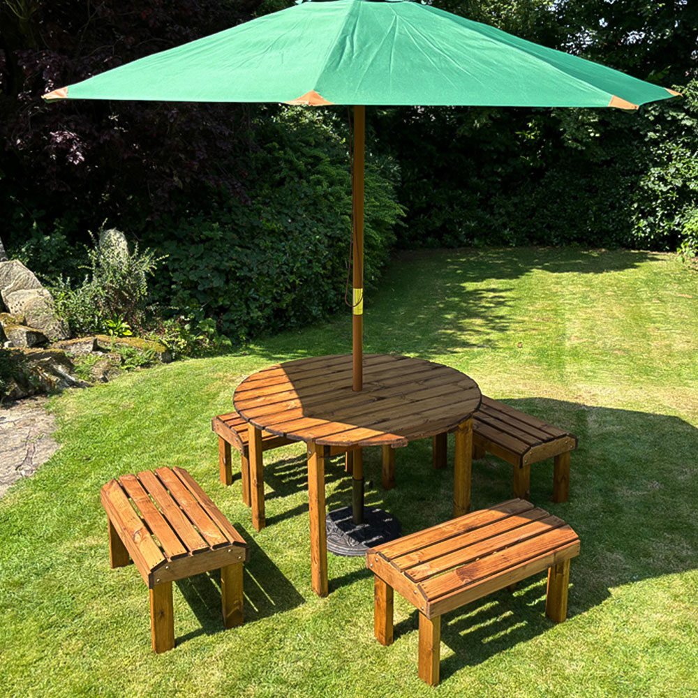 Charles Taylor Knights 4 Seater Round Garden Dining Bench Set Image 9