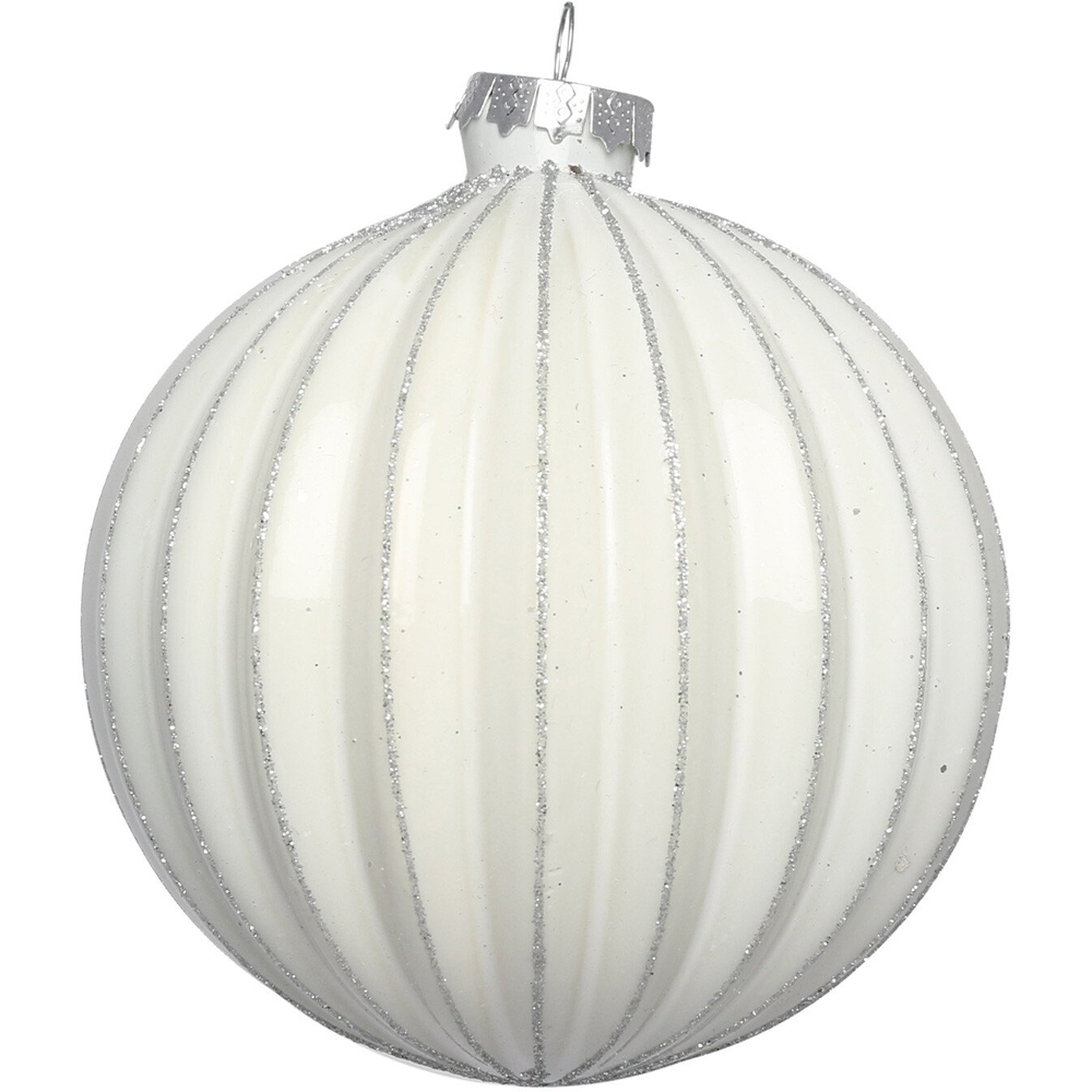 Single Midnight Fantasy White Glitter Geo Bauble in Assorted styles Image 1