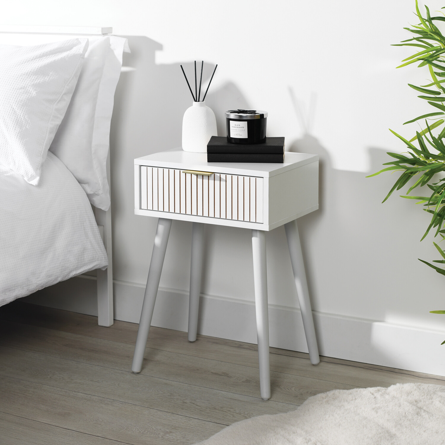 Maddison Bedside Table - White Image 1