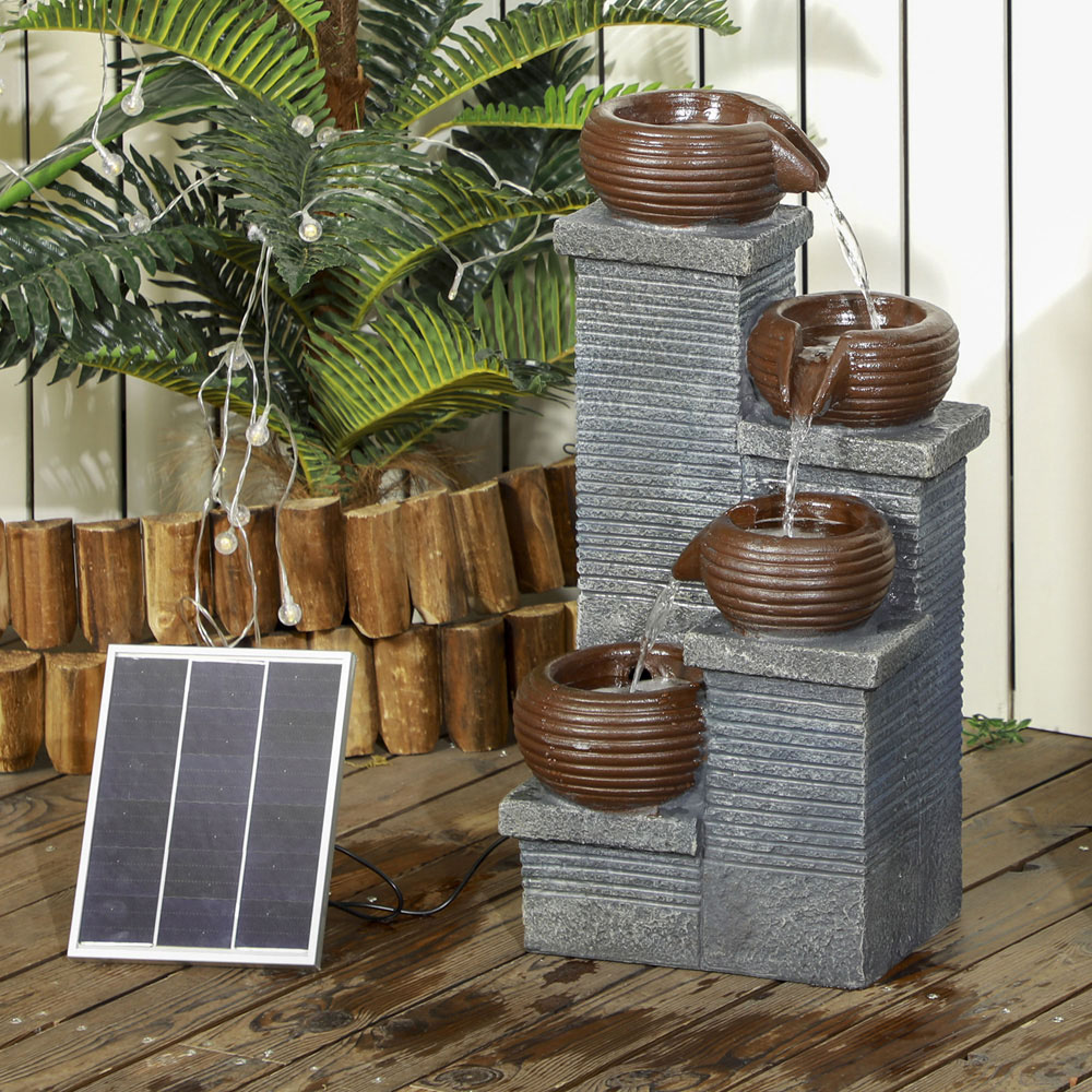 Outsunny 4 Tier Solar Powered LED Water Feature 58cm Image 2