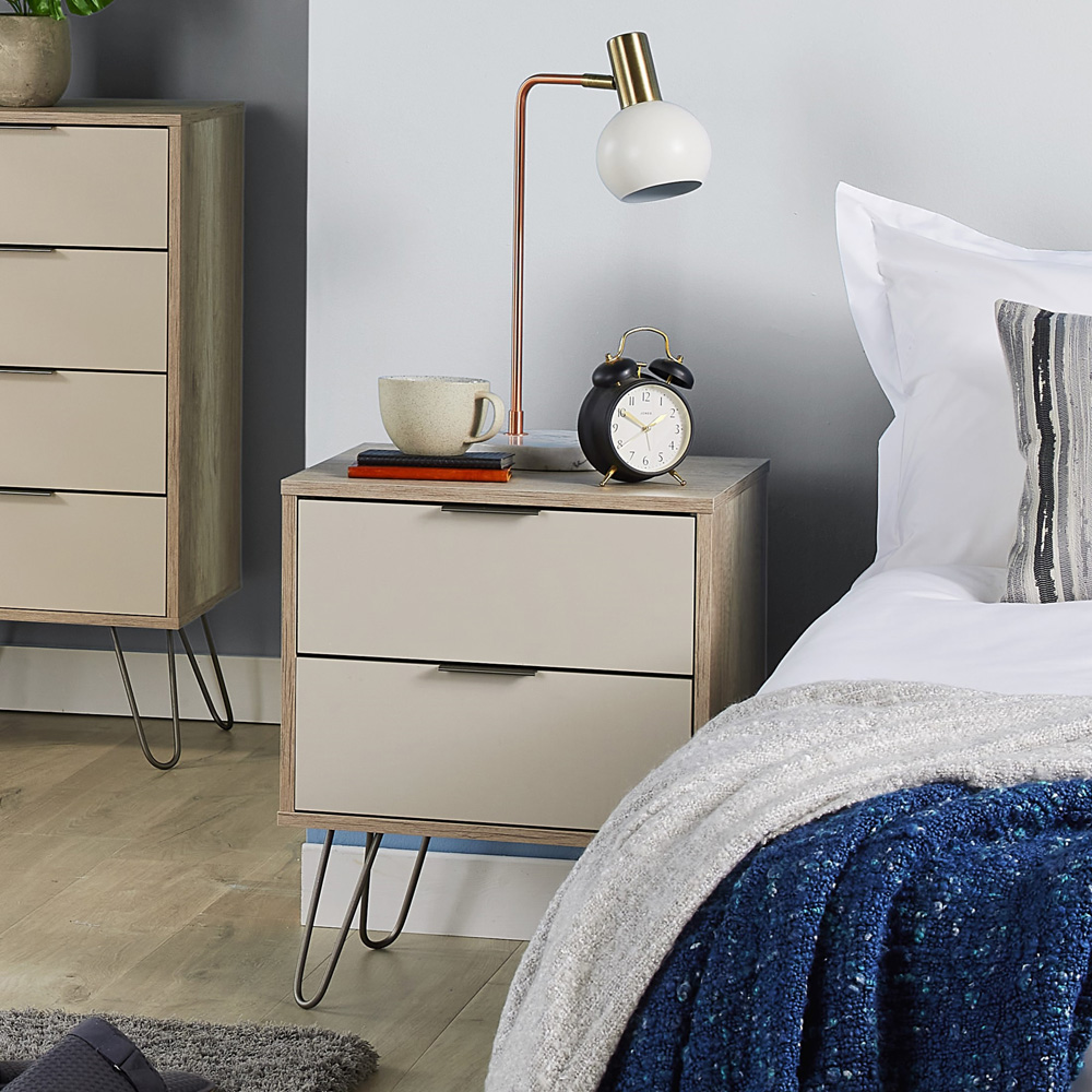 Augusta 2 Drawer Driftwood Bedside Table Image 6