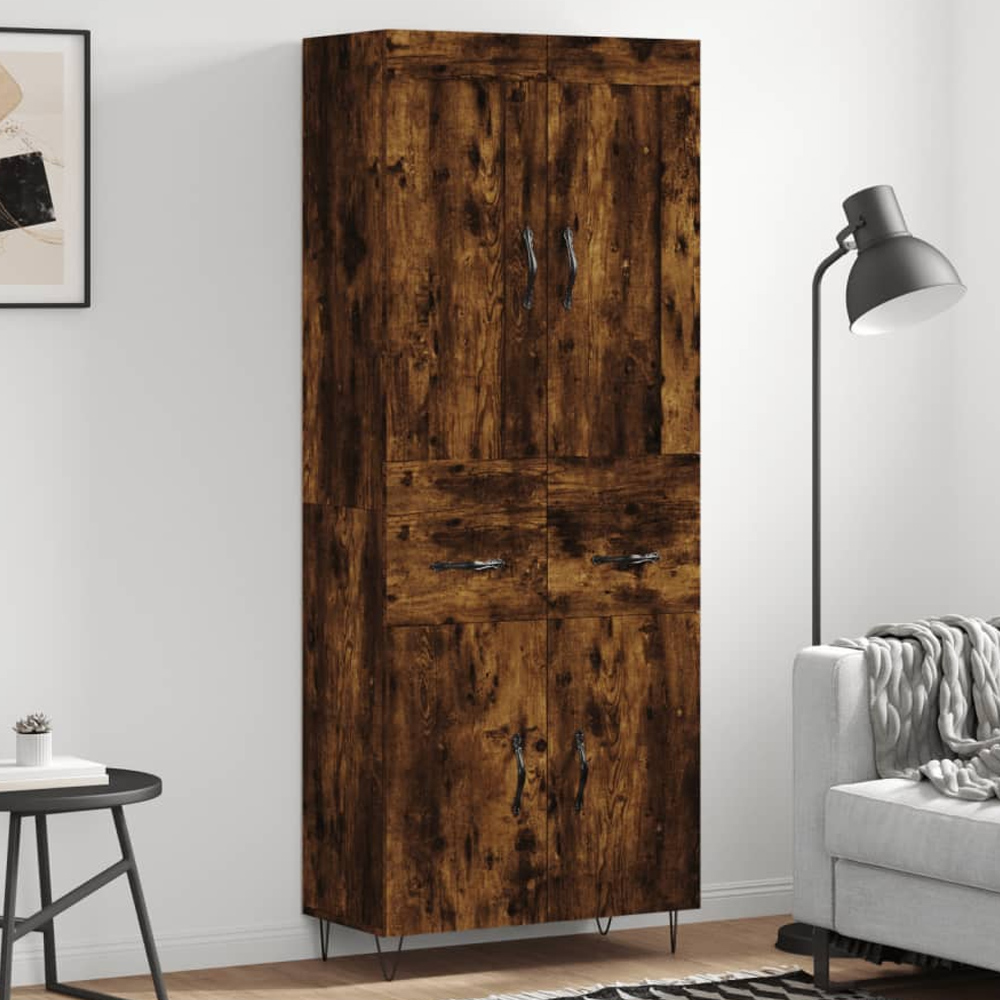 vidaXL 4 Door 2 Drawer Smoked Oak Highboard Image 1
