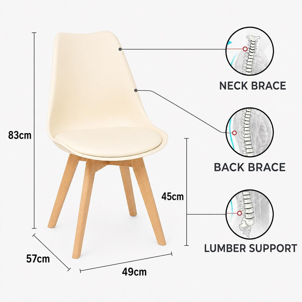 Kosy Koala 4 Seater Plastic Dining Table Set Oak Effect and Cream Image 8
