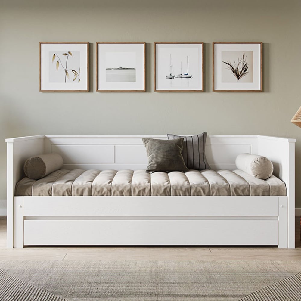 Noomi Erika Single Continental White Extending Guest Bed with Underbed Drawer Image 6