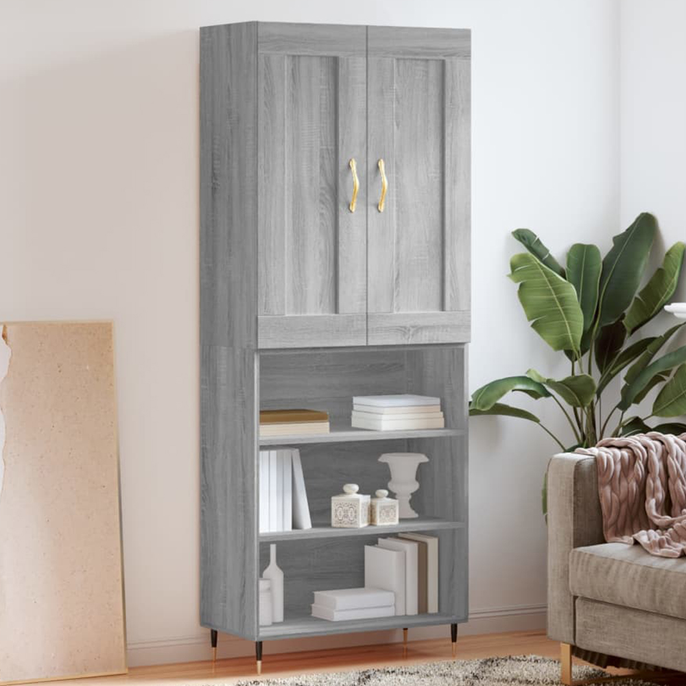 vidaXL 2 Door 3 Shelf Grey Sonoma Highboard Image 1