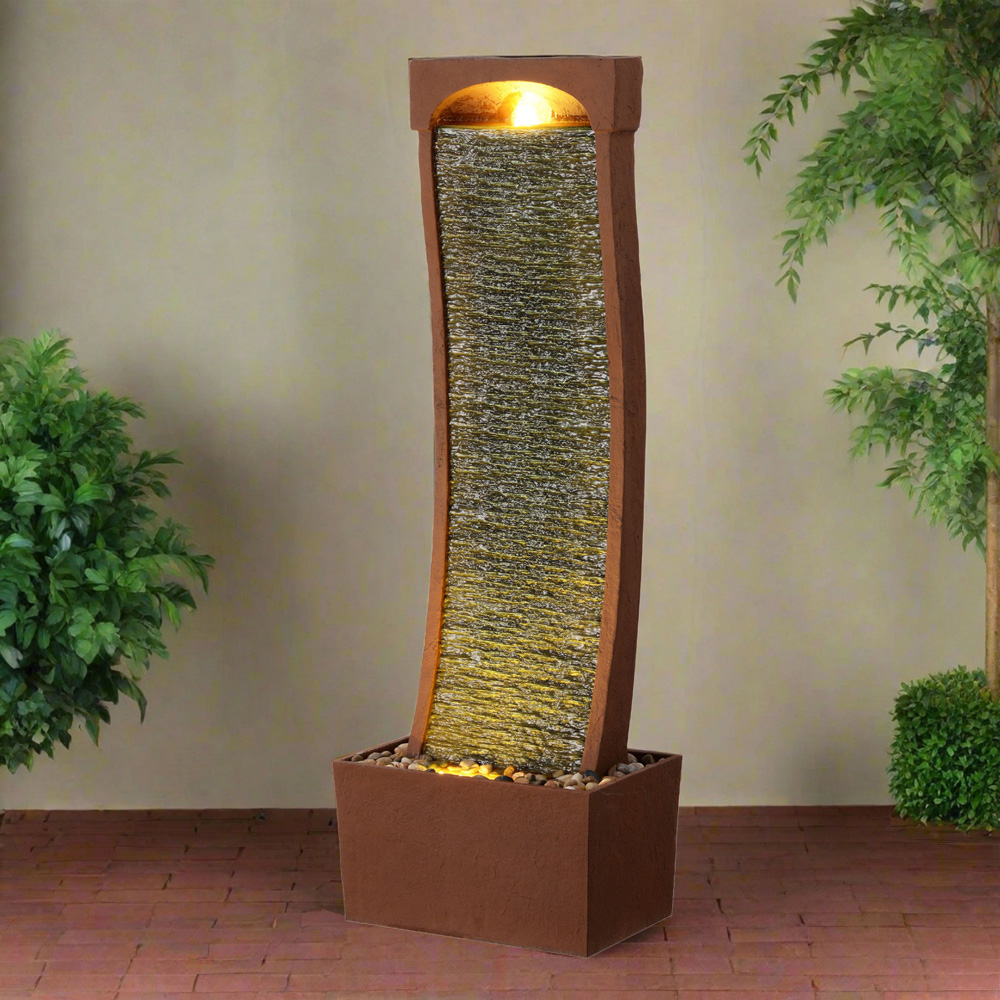 Teamson Home Red Rock Curved Textured Waterfall Outdoor Fountain 38.5 inch Image 7