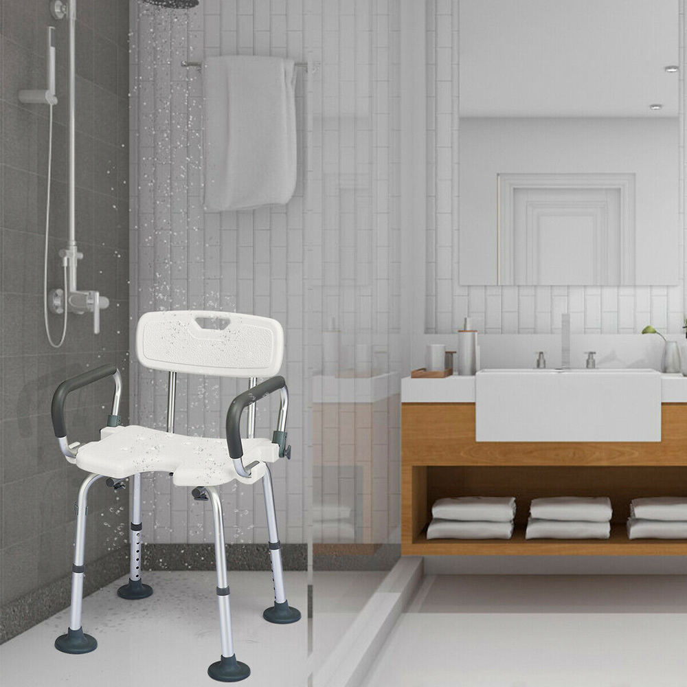 Costway White Height Adjustable Shower Chair Image 4