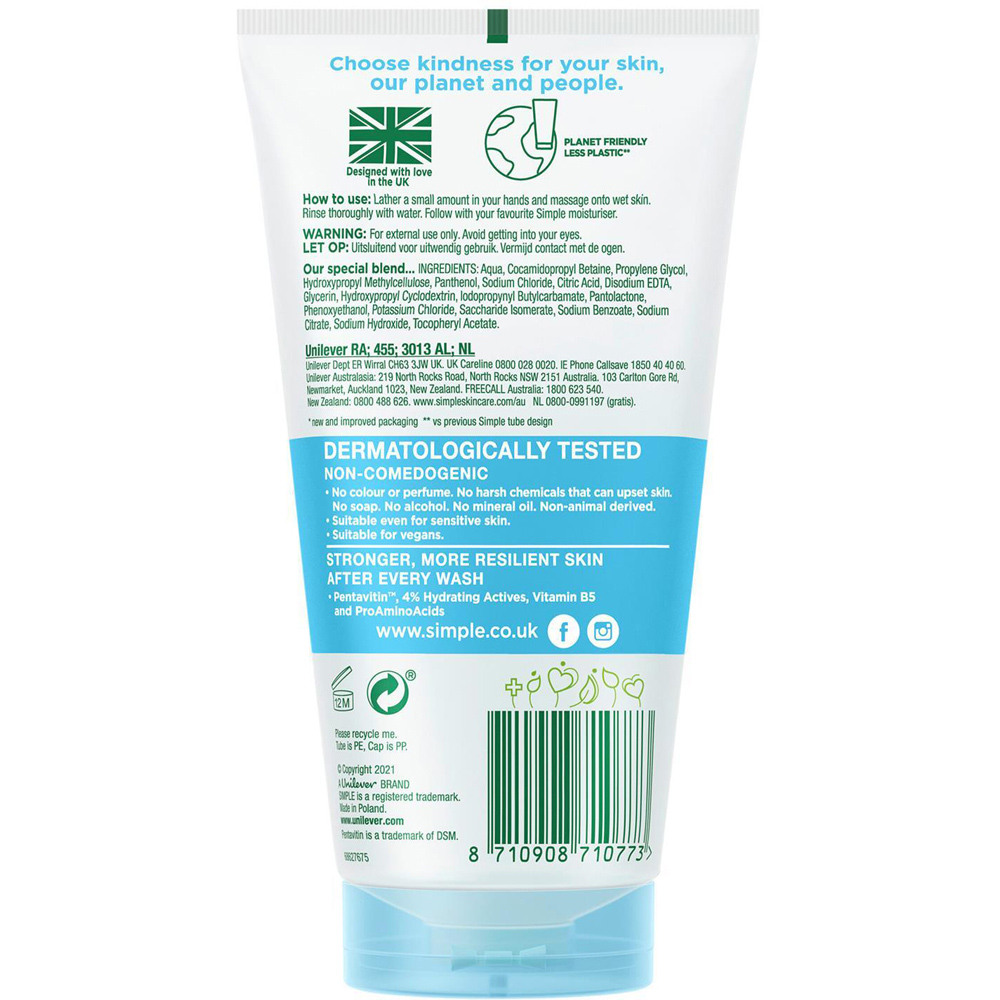 Simple Water Boost Micellar Facial Gel Wash 150ml 6 Pack Image 3