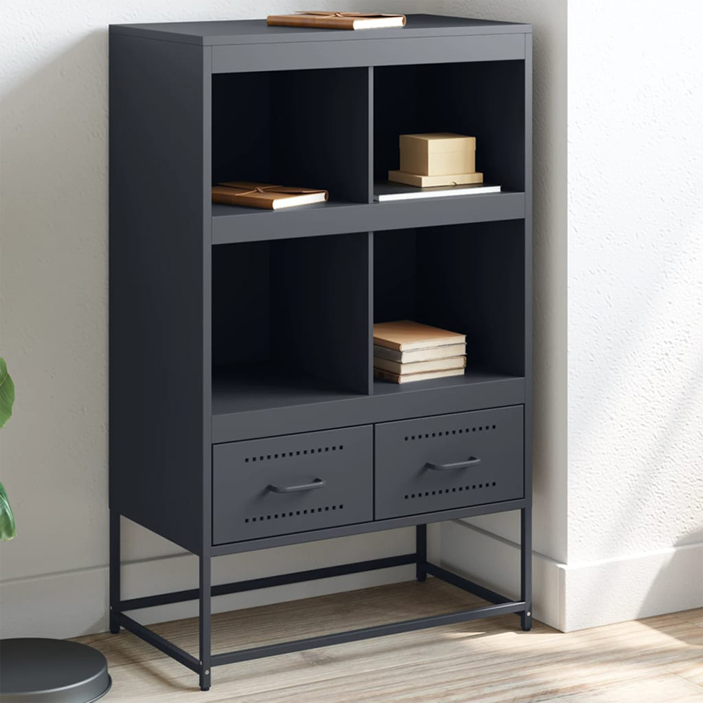 vidaXL 2 Drawer 4 Shelf Anthracite Cold-Rolled Steel Highboard Image 1
