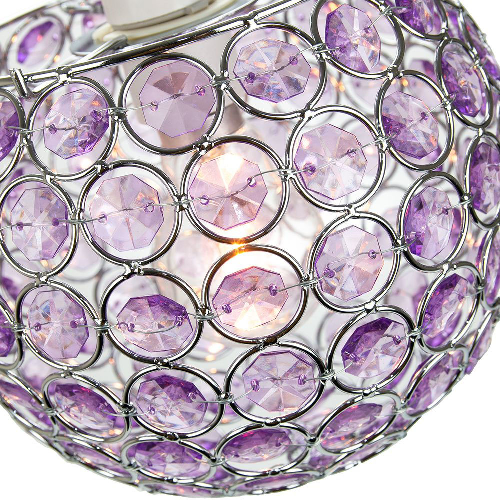 Happy Homewares Modern Round Globe Small Purple Acrylic Bead Jewels Pendant Shade Image 3