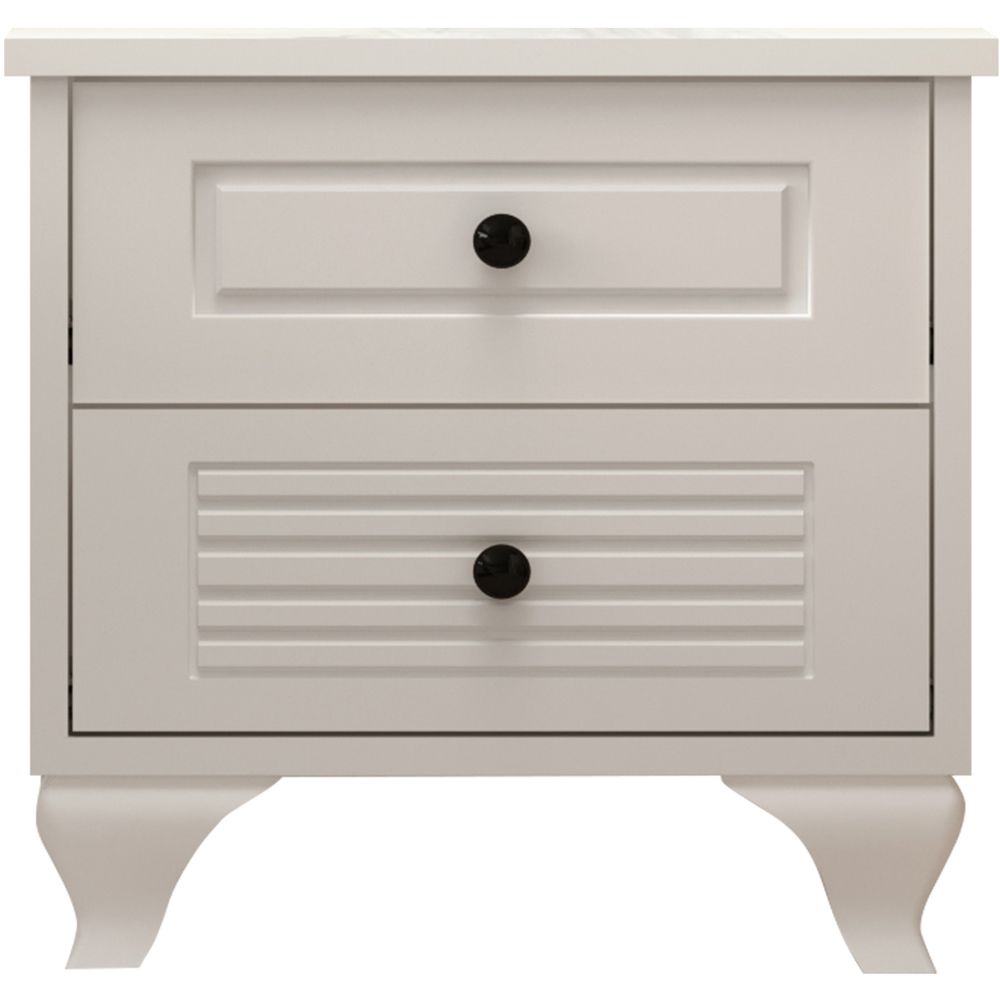 Evu Elise 2 Drawer White Bedside Table Image 2