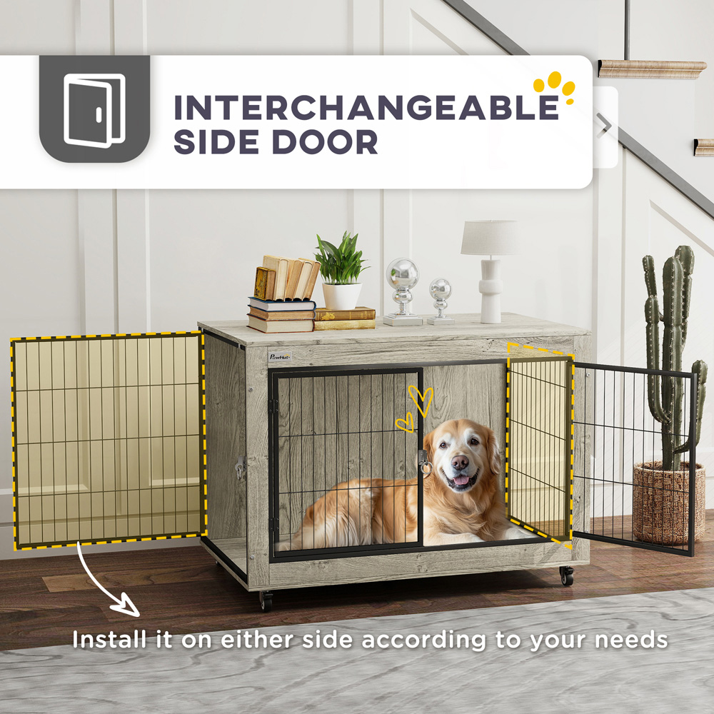 PawHut Large Dog Crate Furniture on Wheels Image 5