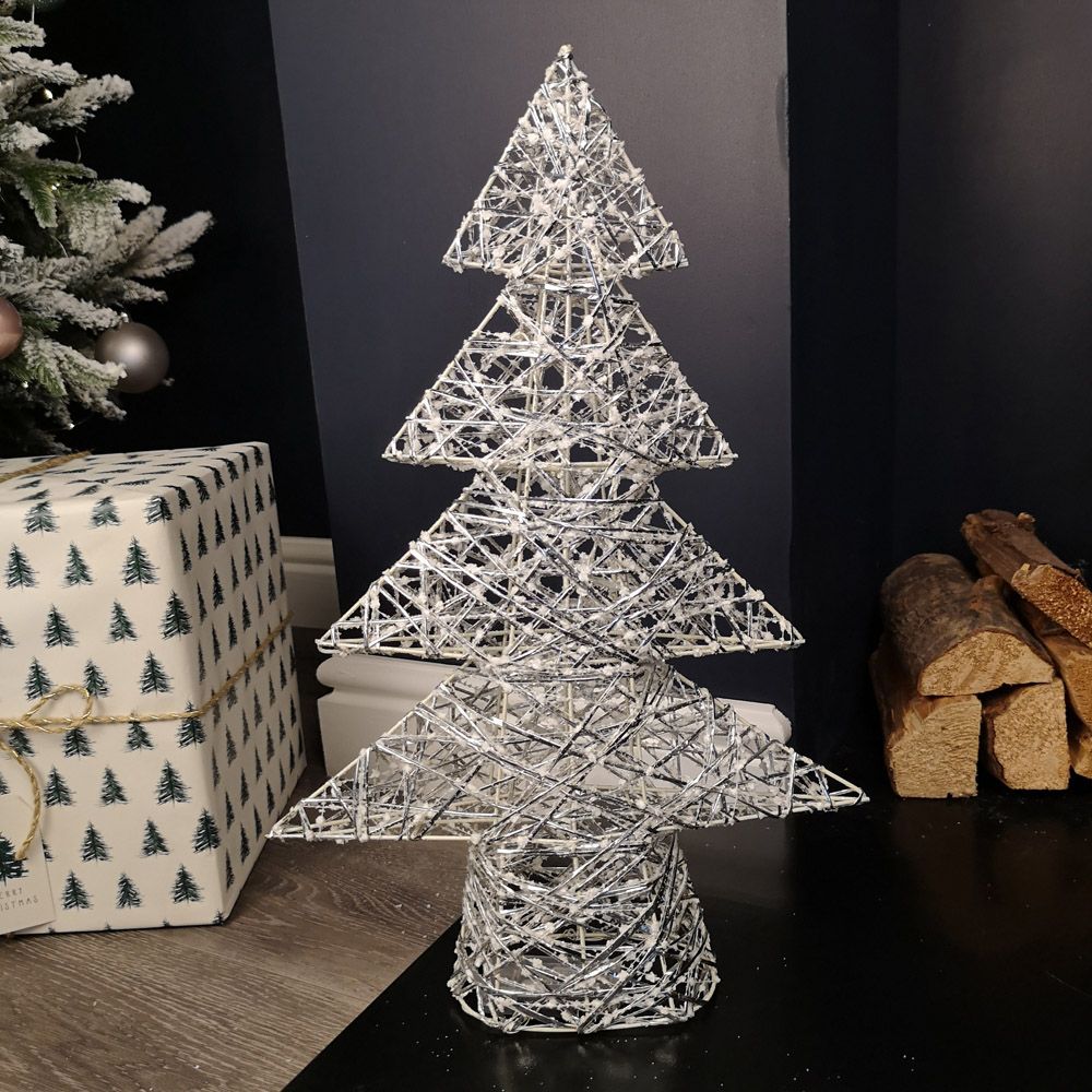 Samuel Alexander Warm White LED Pre Lit Silver Woven Artificial Christmas Tree 1.6ft Image 4