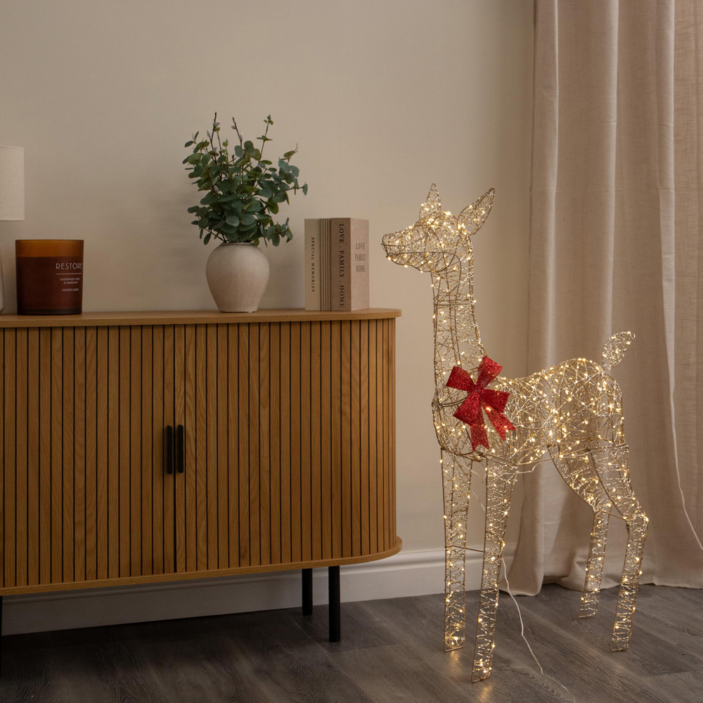 Samuel Alexander 300 Warm White LED Gold Twist Doe Outdoor Christmas Decoration 4ft Image 2