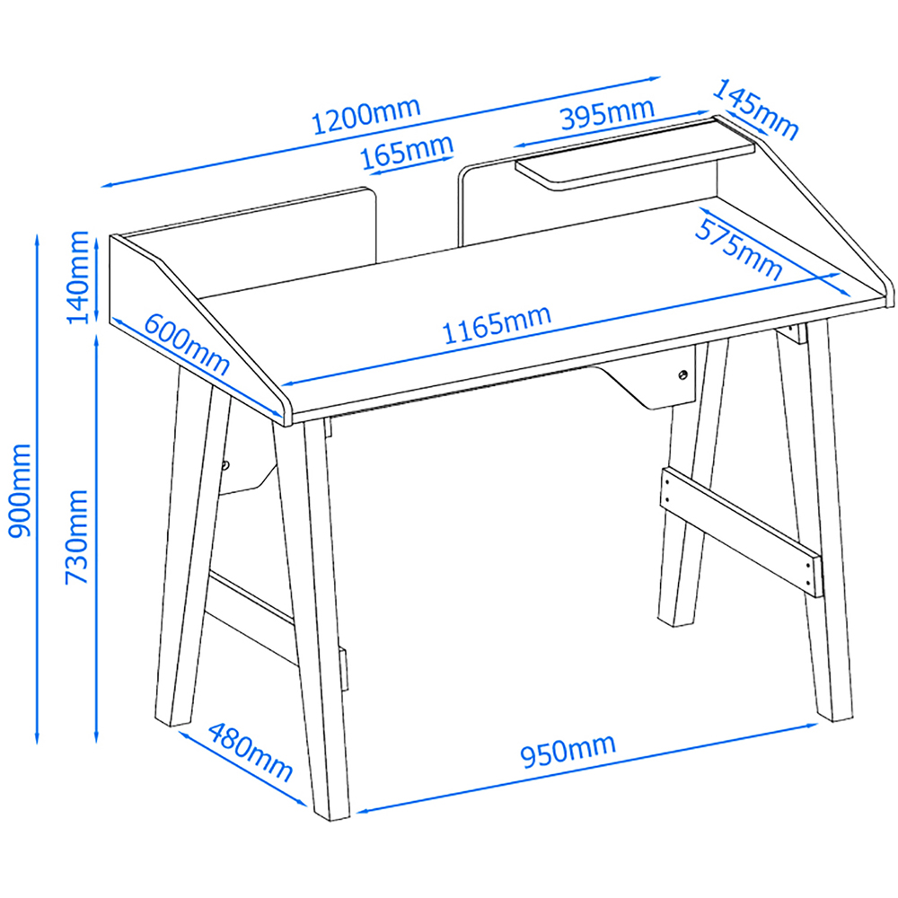 Alphason Truro Writing Desk Grey Image 6