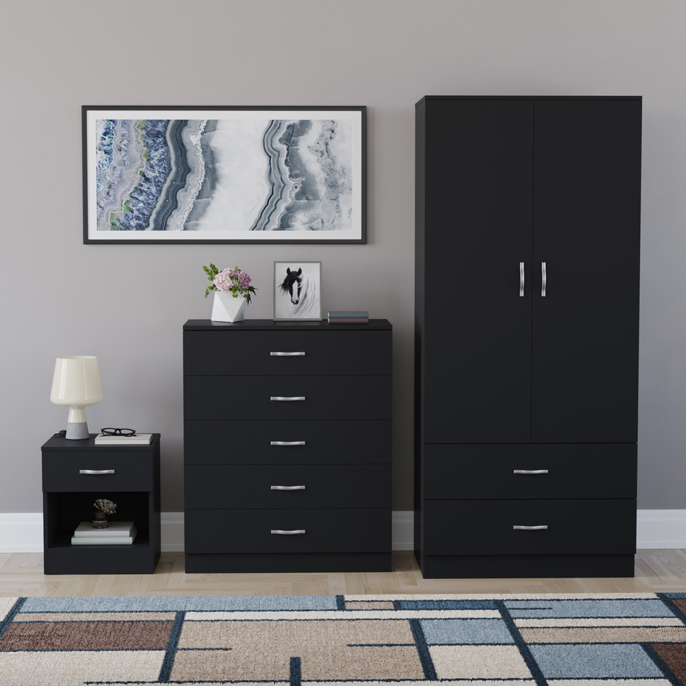 VIDA DESIGNS Riano Black 3 Piece Bedroom Furniture Set Image 2