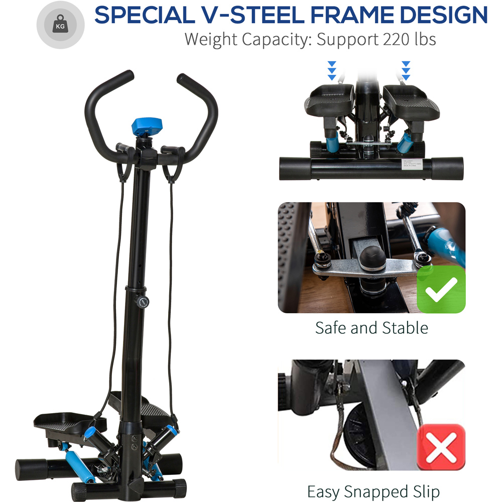 HOMCOM Black and Blue Adjustable Twist Stepper Fitness Machine with LCD Screen Image 4