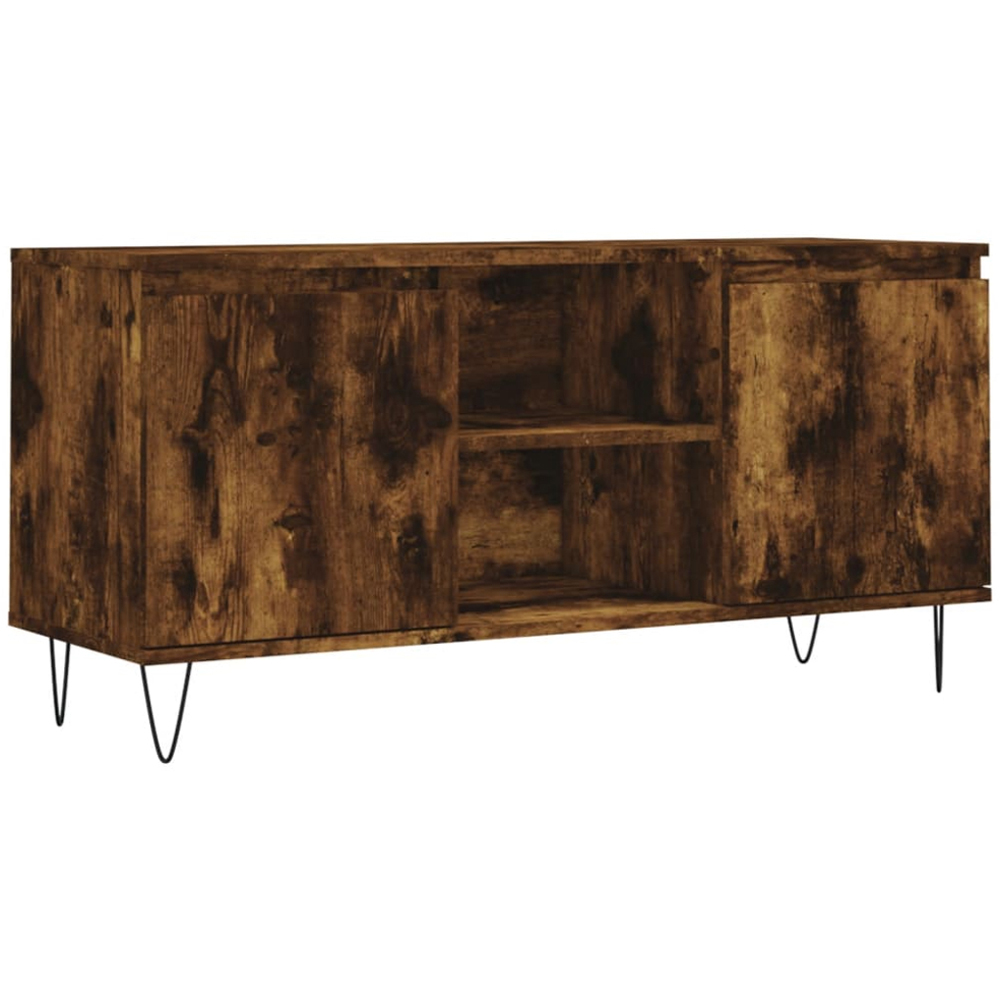 vidaXL 2 Door 2 Shelf Smoked Oak Wide TV Cabinet Image 2