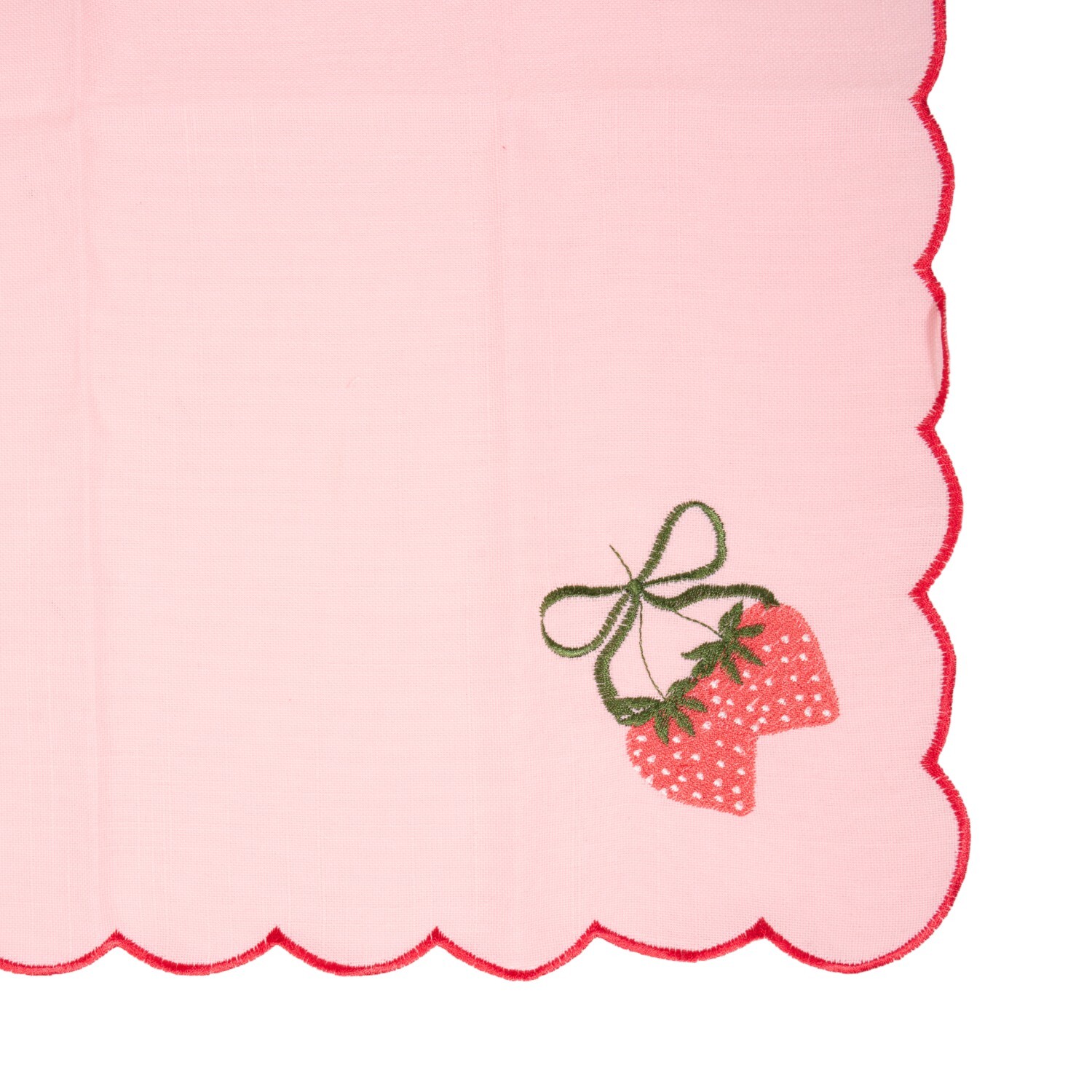 Pack of 4 Embroidered Strawberry Napkins Pink Image 6