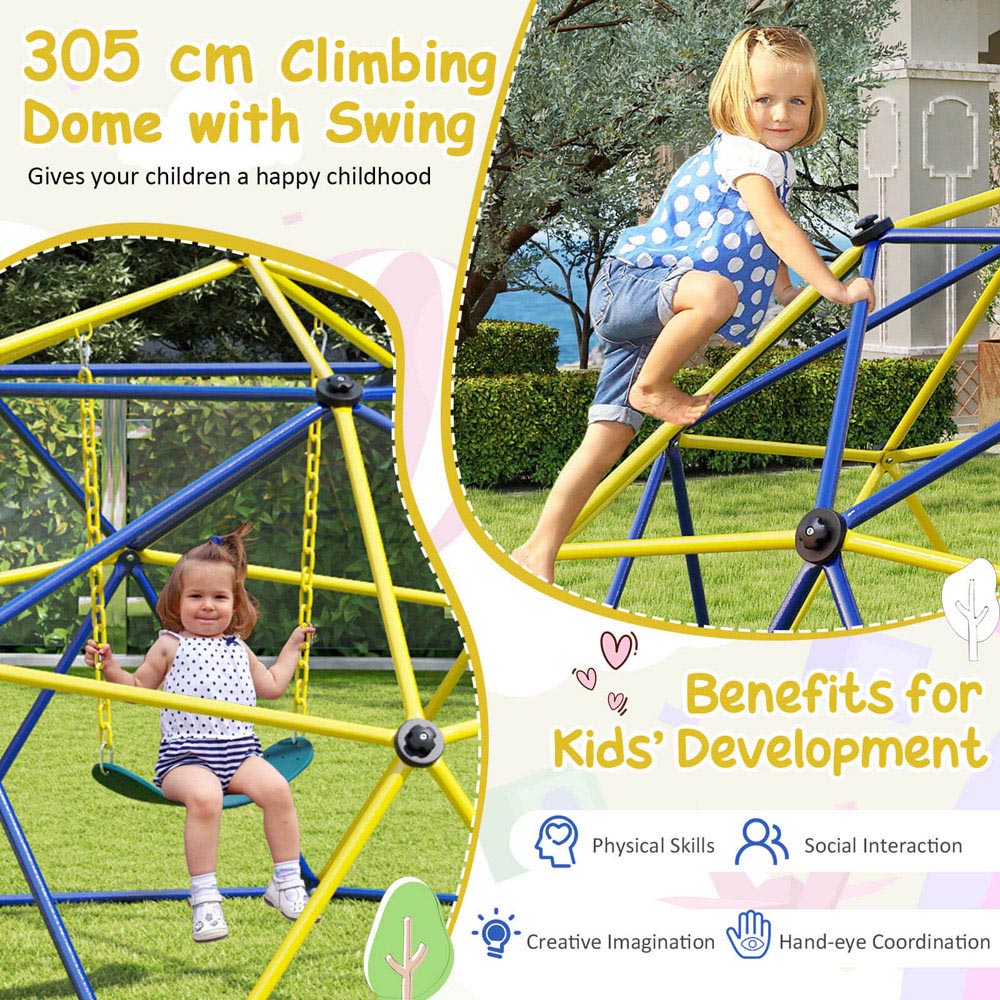 Costway Yellow Kids Climbing Dome and Jungle Gym Playground Set Image 5