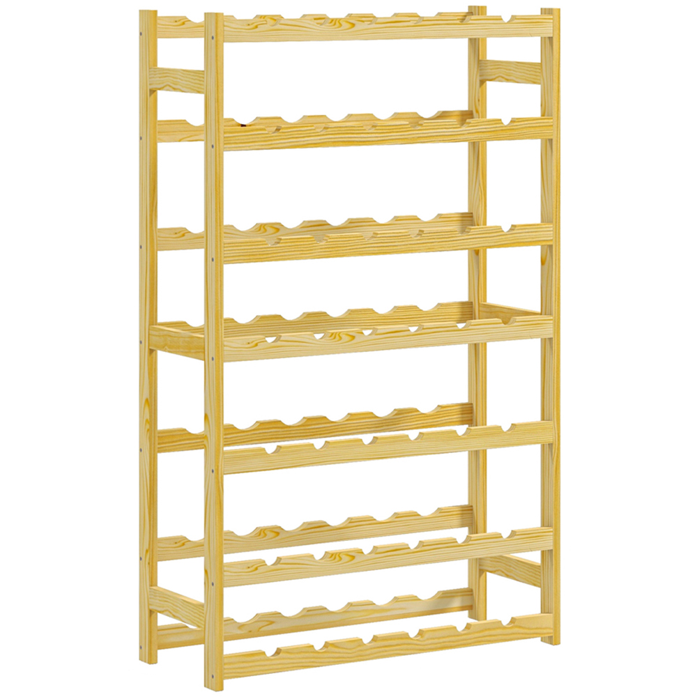 HOMCOM 7 Tier 42 Bottle Natural Wooden Wine Rack Image 1