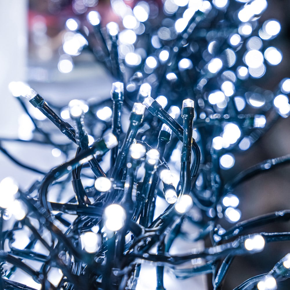 The Christmas Centre 2000 White LED Multifunction Green Cable Cluster Light 30m Image 2