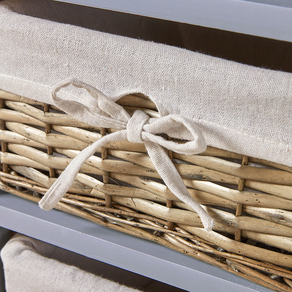 Home Source Lichfield 3 Wicker Basket Grey Storage Unit Image 5